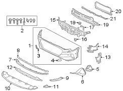 Front bumper & grille. Bumper & components.