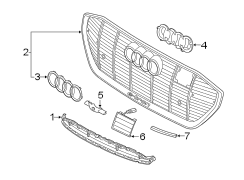 FRONT BUMPER & GRILLE. GRILLE & COMPONENTS.