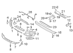 Front bumper & grille. Bumper & components.