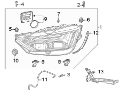 Front lamps. Headlamp components.