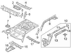 Floor Pan Crossmember Bracket (Front, Rear, Lower)