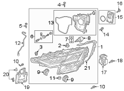 FRONT LAMPS. HEADLAMP COMPONENTS.