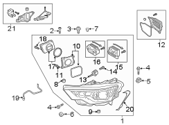 Front lamps. Headlamp components.