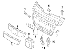 FRONT BUMPER & GRILLE. GRILLE & COMPONENTS.