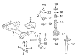 Front suspension. Radiator support. Suspension components.