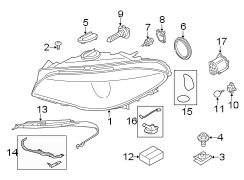 FRONT LAMPS. HEADLAMP COMPONENTS.