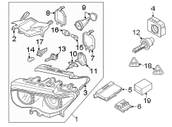 FRONT LAMPS. HEADLAMP COMPONENTS.