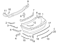 REAR BUMPER. BUMPER & COMPONENTS.