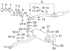 Muffler. Pipe. Converter. (Front). A Muffler without any.