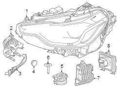 Front lamps. Headlamp components.