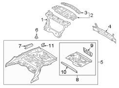 Support brace. Support floor panel. (Rear)