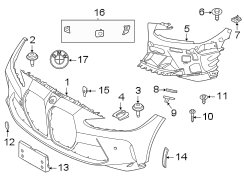 Guide. Bumper. Bracket. (Left, Lower). A Guide, typically in.