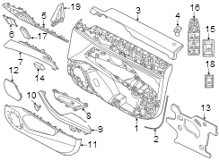 Handle. Cover. Inside. Door. (Left). Cover for Exterior Door.