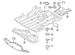 Radiator support. Splash shields.