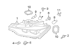 FRONT LAMPS. HEADLAMP COMPONENTS.