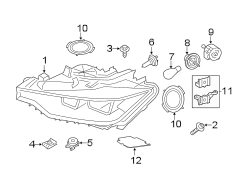 FRONT LAMPS. HEADLAMP COMPONENTS.