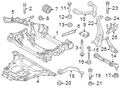 Bolt. Suspension. Crossmember. (Front). A threaded rod with a.