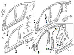 Inner uniside. Side frame center. (Left)