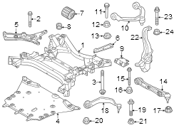 Bolt. Suspension. Crossmember. (Front). A threaded rod with a.