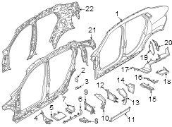 Molded part column A, bot. Uniside panel baffle. 