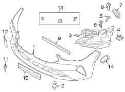 Front bumper & grille. Bumper & components.