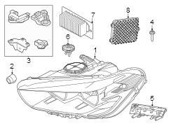 Front lamps. Headlamp components.