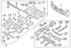 Floor Pan Crossmember Bracket (Front, Rear)