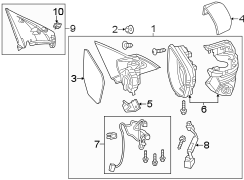 Door Mirror Trim Ring (Right, Upper, Lower)