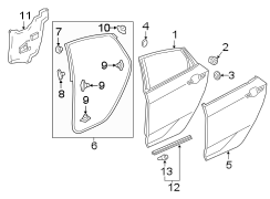 Seal. Door. (Rear, Lower). Door Shell Seal. Rubber.