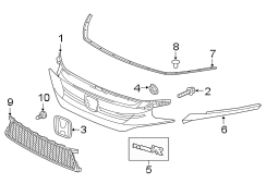 FRONT BUMPER & GRILLE. GRILLE & COMPONENTS.