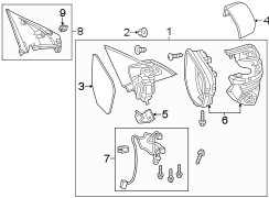 Door Mirror Trim Ring (Left, Upper, Lower)