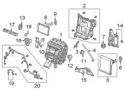 Air conditioner & heater. Evaporator & heater components.