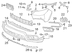 Front bumper & grille. Bumper & components.