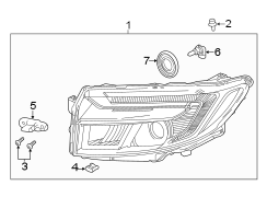 Front lamps. Headlamp components.