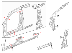 Pillars. Rear door. Rocker & floor.