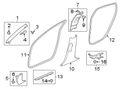 Door Pillar Post Trim Set (Left, Upper)