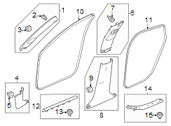 Door Pillar Post Trim Set (Left, Lower)