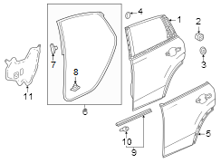 Rear door. Door & components.