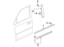 FRONT DOOR. EXTERIOR TRIM.