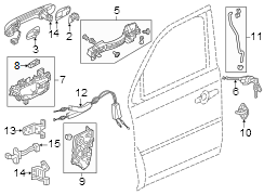 Lock. Latch. Actuator. (Right, Front). Incl.Latch. Mechanism to.