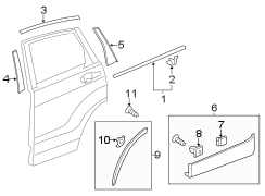 REAR DOOR. EXTERIOR TRIM.