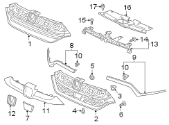 FRONT BUMPER & GRILLE. GRILLE & COMPONENTS.