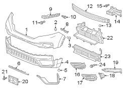 Front bumper & grille. Bumper & components.