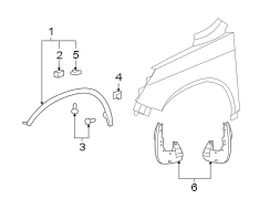 FENDER. EXTERIOR TRIM. SPLASH SHIELDS.