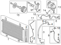 Air conditioner & heater. Compressor & lines. Condenser.