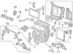 Air conditioner & heater. Evaporator & heater components.