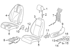 Seats & tracks. Driver seat components.