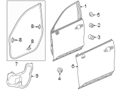 Front door. Door & components.