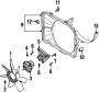 Fan. Bolt. Engine. Pulley. Cooling. Bracket. Motor. A bolt which attaches.