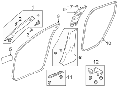 Door Pillar Post Trim Set (Left, Upper)